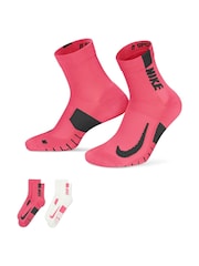 Nike Pink Multiplier Running Ankle Socks 2 Pack - Image 1 of 4