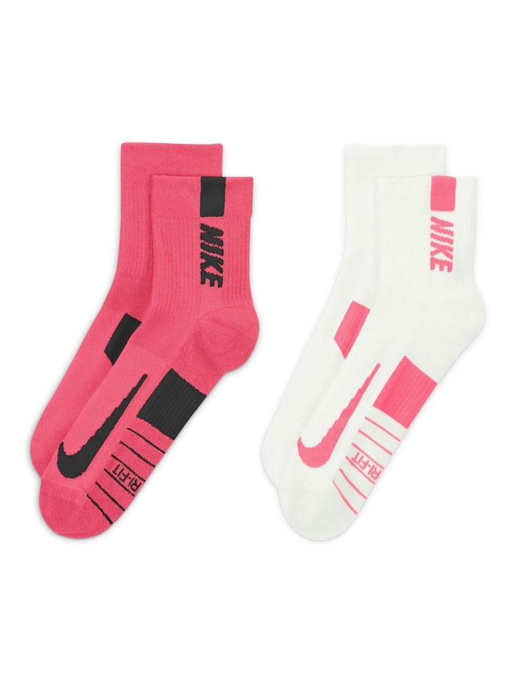 Nike Pink Multiplier Running Ankle Socks 2 Pack - Image 2 of 4