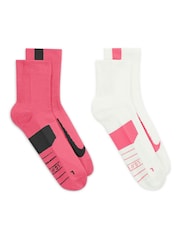Nike Pink Multiplier Running Ankle Socks 2 Pack - Image 3 of 4