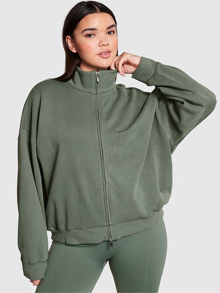 Victoria's Secret PINK Fresh Forest Green Fleece Jacket - Image 1 of 3