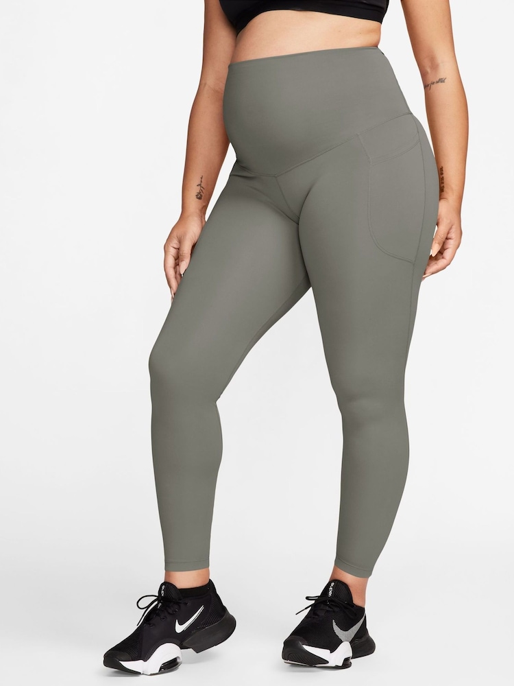 Nike Green Maternity One High-Waisted 7/8 Leggings With Pockets - Image 1 of 4 Nike Green Maternity One High-Waisted 7/8 Leggings With Pockets - Image 1 of 4