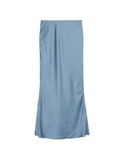 Victoria's Secret Faded Denim Blue Satin Maxi Skirt - Image 1 of 1