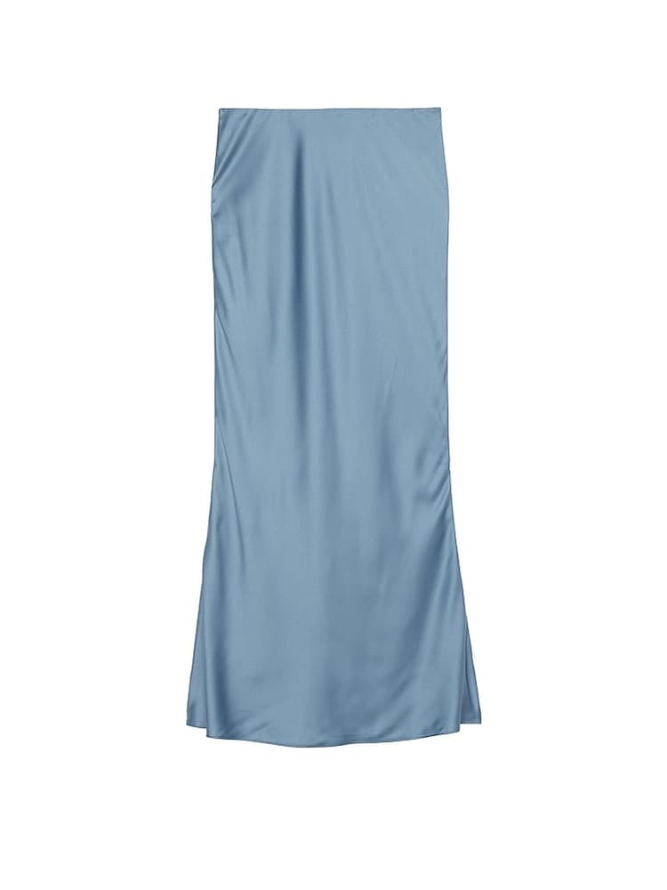 Victoria's Secret Faded Denim Blue Satin Maxi Skirt - Image 1 of 1