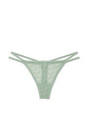 Victoria's Secret PINK Iceberg Green Thong Flocked Mesh Strappy Knickers - Image 3 of 3