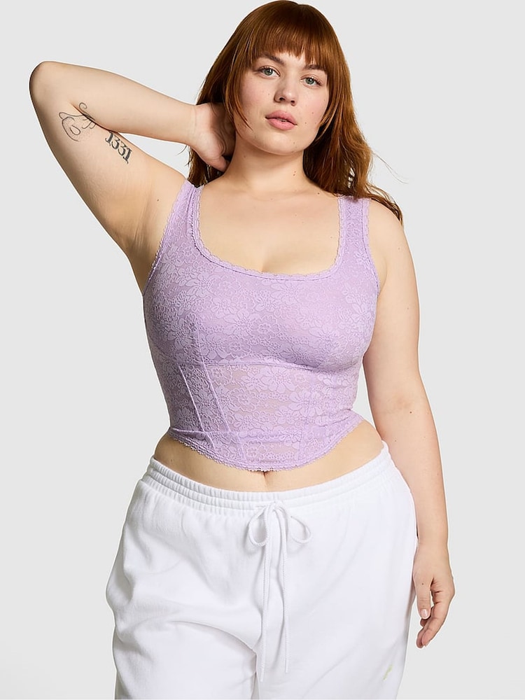Victoria's Secret PINK Pastel Lilac Purple Lace Corset Bra - Image 1 of 3 Victoria's Secret PINK Pastel Lilac Purple Lace Corset Bra - Image 1 of 3