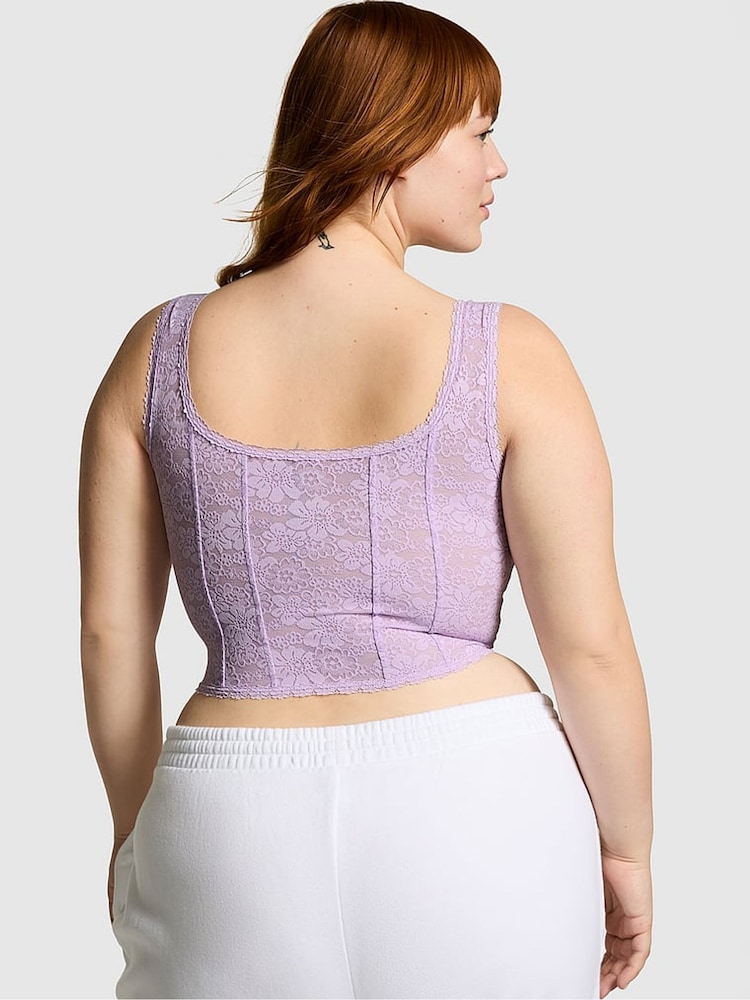 Victoria's Secret PINK Pastel Lilac Purple Lace Corset Bra - Image 2 of 3 Victoria's Secret PINK Pastel Lilac Purple Lace Corset Bra - Image 2 of 3