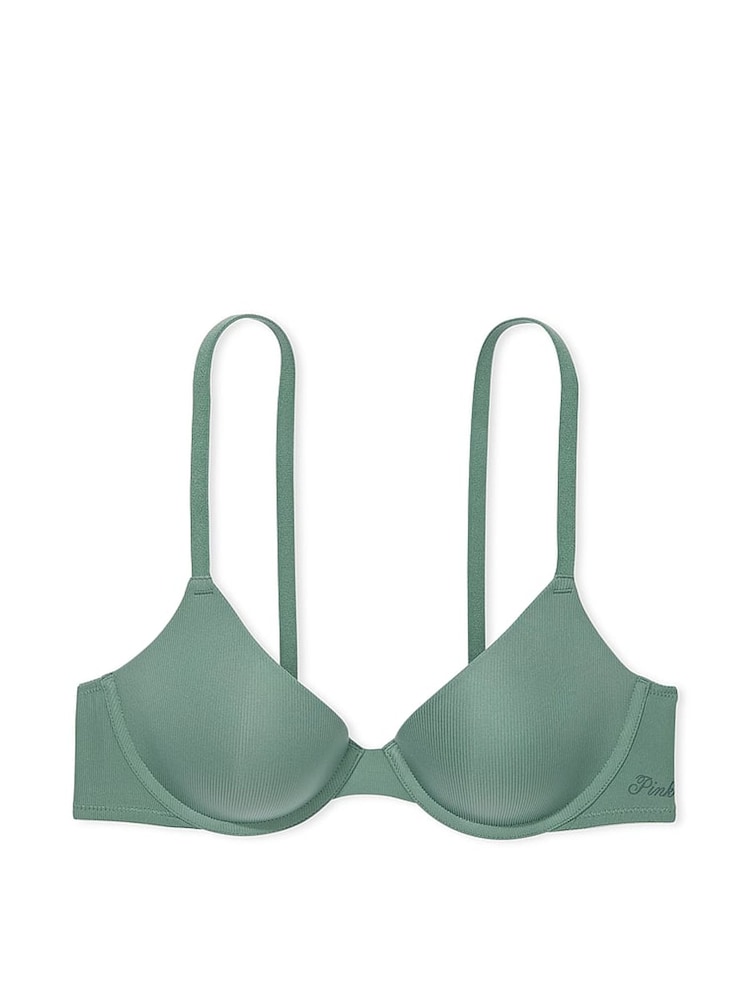 Victoria's Secret PINK Green Fresh Forest Rib Lightly Lined Demi Bra - Image 3 of 3