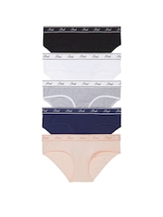 PINK Black/White/Nude/Grey/Navy Blue Hipster 5 Pack Knickers - Image 1 of 3