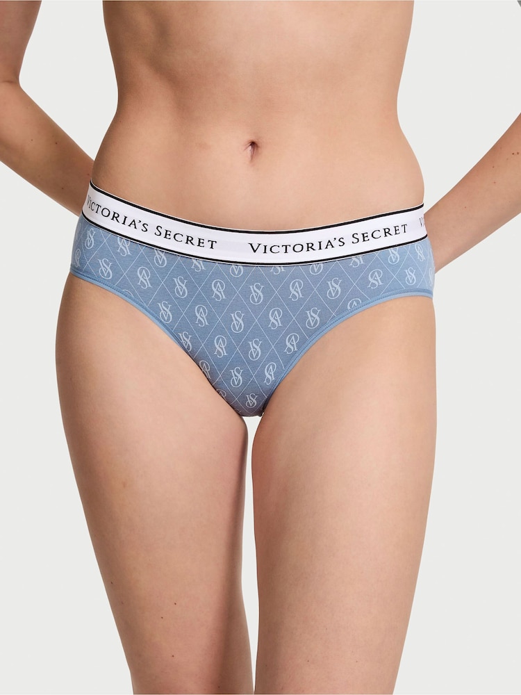 Victoria's Secret Faded Denim Blue Diamond Logo Hipster Knickers - Image 1 of 3