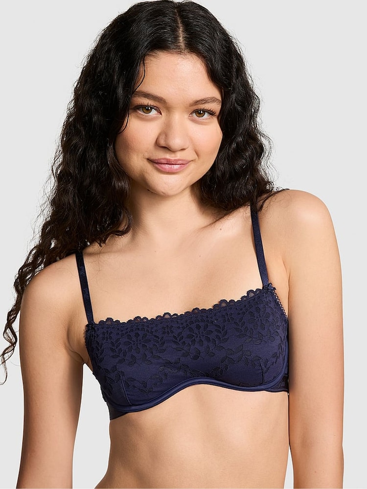 Victoria's Secret PINK Midnight Navy Blue Lace Eyelet Bra - Image 1 of 3