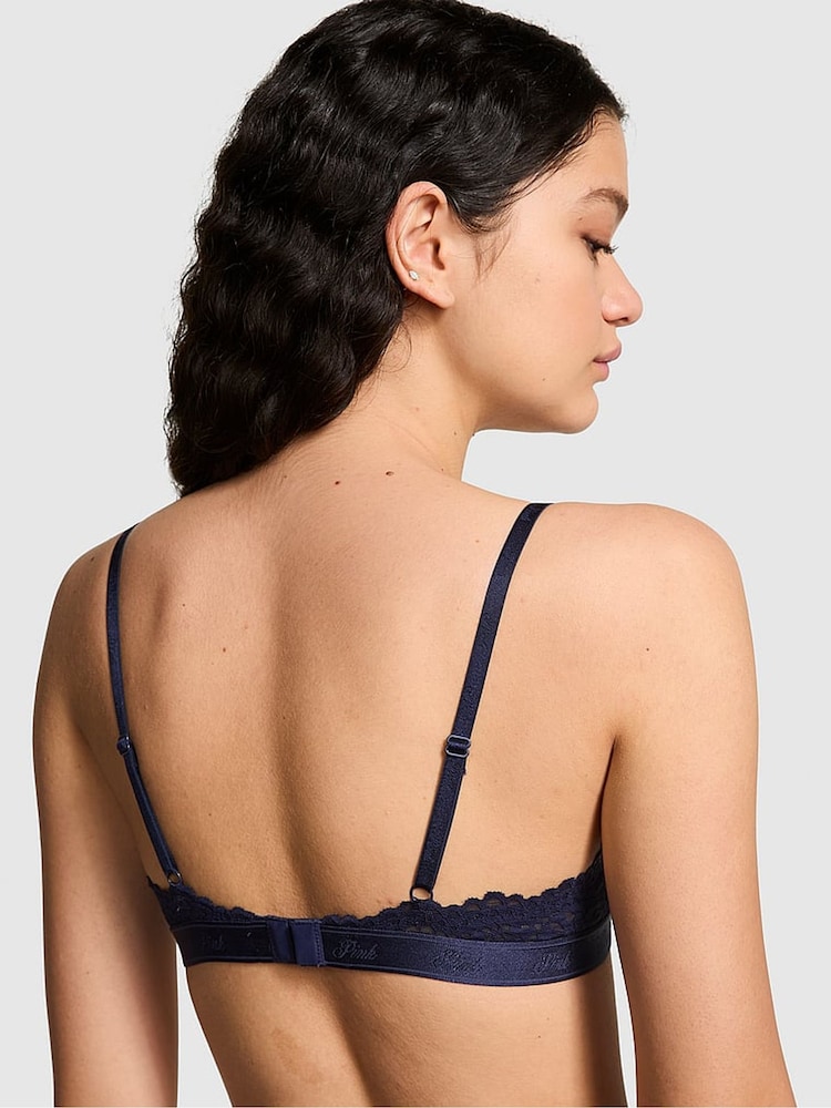 Victoria's Secret PINK Midnight Navy Blue Lace Eyelet Bra - Image 2 of 3