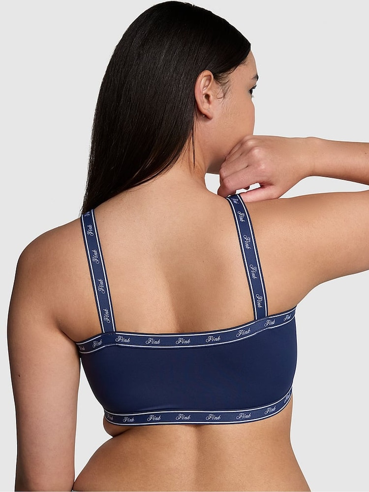 Victoria's Secret PINK Blue Midnight Navy Cotton Logo Bralette - Image 2 of 3