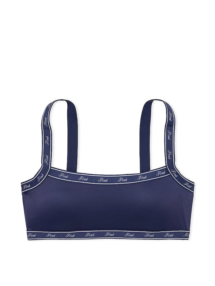 Victoria's Secret PINK Blue Midnight Navy Cotton Logo Bralette - Image 3 of 3