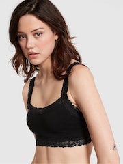 Victoria's Secret PINK Pure Black Lace Trim Rib Seamless Bralette - Image 1 of 3