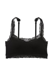Victoria's Secret PINK Pure Black Lace Trim Rib Seamless Bralette - Image 3 of 3