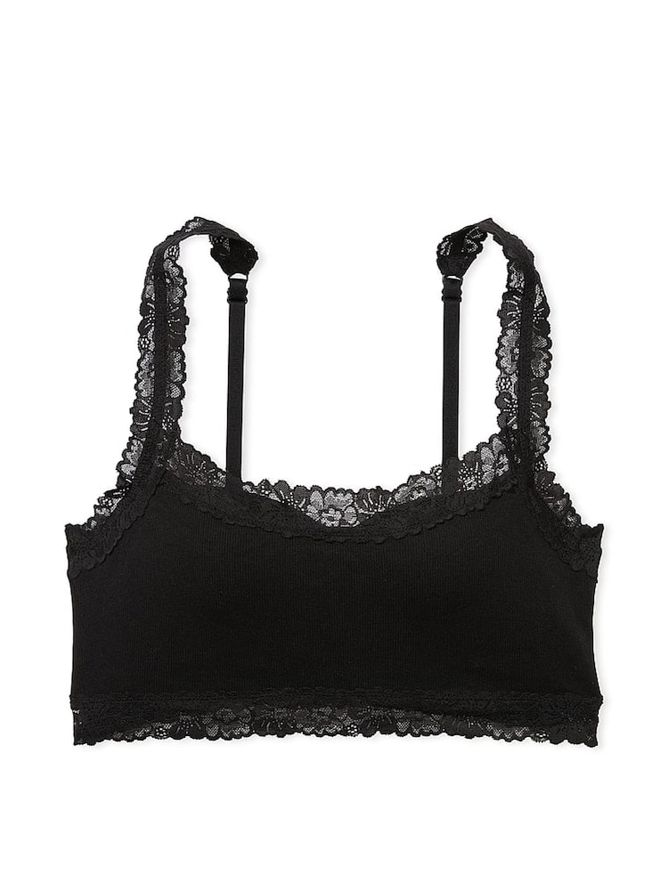 Victoria's Secret PINK Pure Black Lace Trim Rib Seamless Bralette - Image 3 of 3