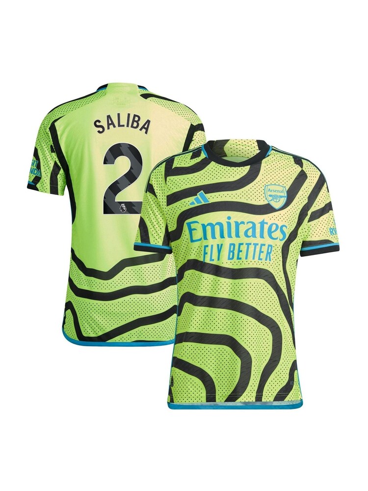adidas Yellow Arsenal Away Authentic Shirt 2023-24 - Saliba 12 - Image 1 of 3