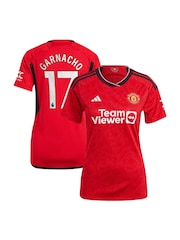 adidas Red Manchester United EPL Home Shirt 2023-24 - Garnacho 17 Womens - Image 1 of 3