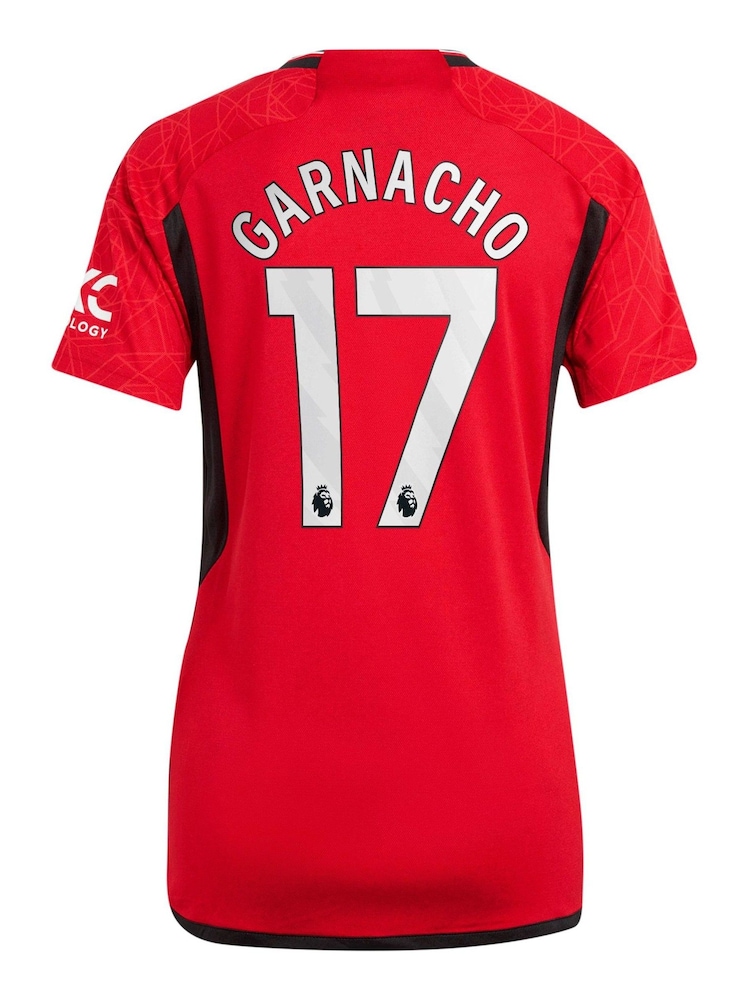 adidas Red Manchester United EPL Home Shirt 2023-24 - Garnacho 17 Womens - Image 3 of 3