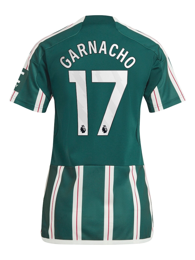 adidas Green Manchester United EPL Away Shirt 2023-24 - Garnacho 17 Womens - Image 3 of 3