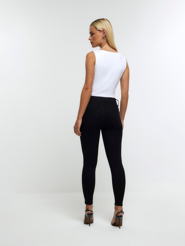 River Island Black Petite Mid Rise Bum Sculpt Skinny Jeans - Image 2 of 7