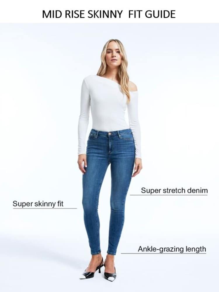 River Island Black Petite Mid Rise Bum Sculpt Skinny Jeans - Image 7 of 7