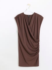 River Island Brown Ruched Wrap Drape Mini Dress - Image 5 of 6