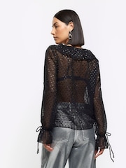 River Island Black Black Frill Blouse - Image 2 of 6
