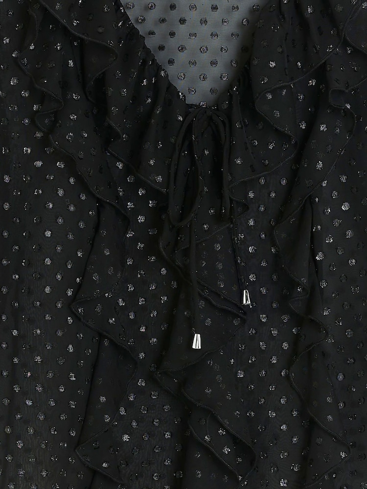 River Island Black Black Frill Blouse - Image 6 of 6