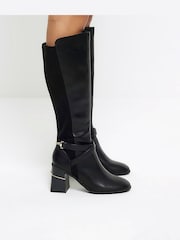 River Island Black Wide Fit High Leg Boots - Image 1 of 6