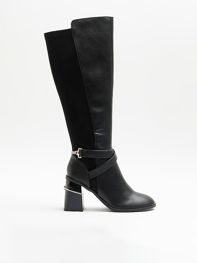 River Island Black Wide Fit High Leg Boots - Image 2 of 6 River Island Black Wide Fit High Leg Boots - Image 2 of 6