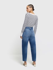 River Island Blue Oversized High Rise Barrel Fit Jeans - Image 2 of 4