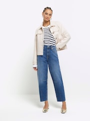 River Island Blue Oversized High Rise Barrel Fit Jeans - Image 3 of 4