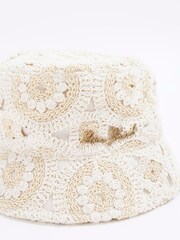 River Island Cream Crochet Bucket Hat - Image 4 of 4