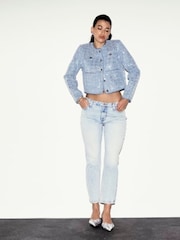 Синие прямые джинсы узкого кроя с завышенной талией River Island - Image 1 of 5