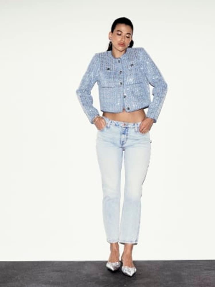 Синие прямые джинсы узкого кроя с завышенной талией River Island - Image 1 of 5
