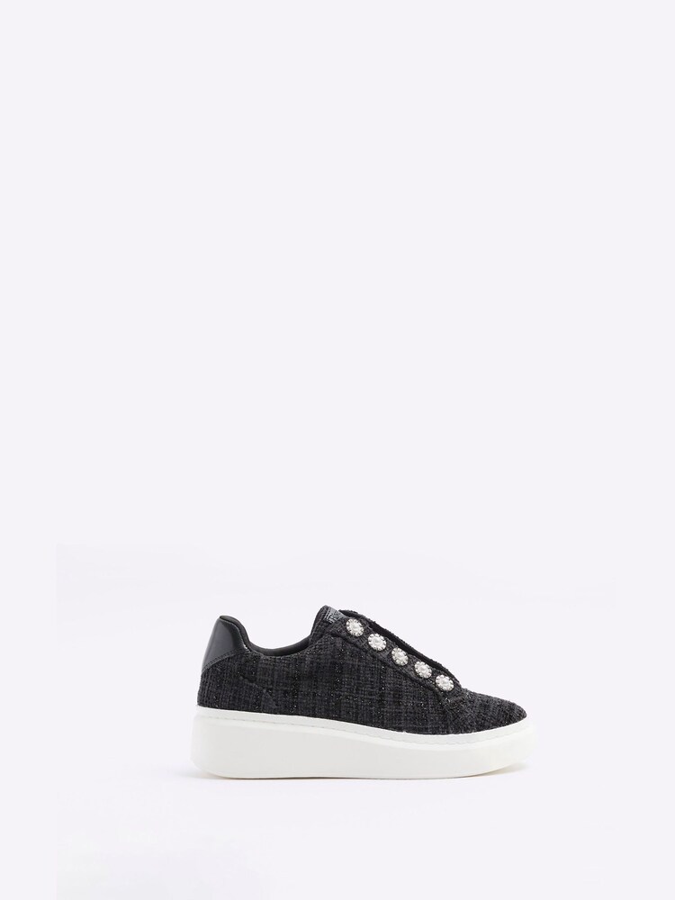 River Island Black Pearl Button Slip On Trainers - Image 2 of 6