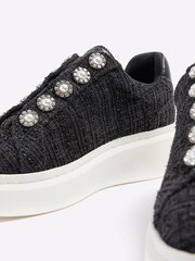 River Island Black Pearl Button Slip On Trainers - Image 6 of 6