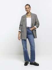 River Island Grey Check Flannel Blazer - Image 3 of 5