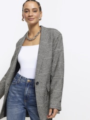 River Island Grey Check Flannel Blazer - Image 4 of 5