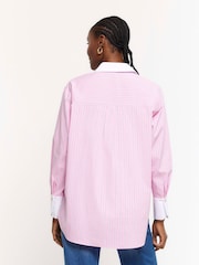 Różowy - River Island Oversized Fit Stripe Shirt - Image 2 of 4