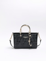 River Island Black Patent Tote Bag - Image 1 of 6