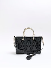River Island Black Patent Tote Bag - Image 3 of 6
