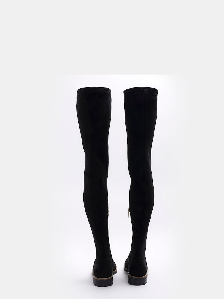 River Island Black Suedette Over The Knee Boots - Image 4 of 5