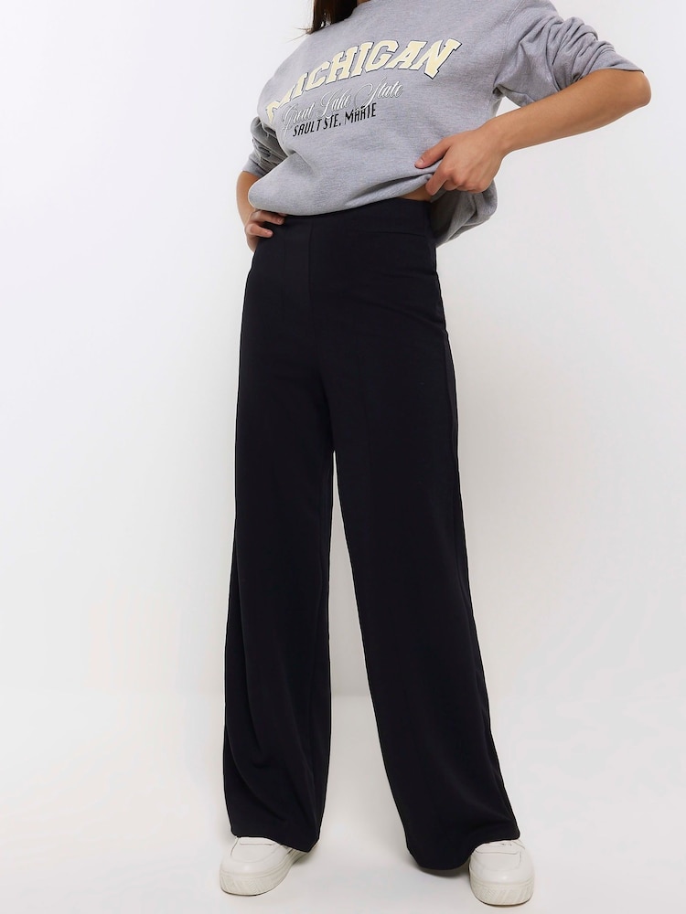 River Island Black Curve Stitched Wide Leg Trousers - Image 2 of 6