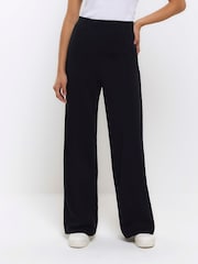 River Island Black Curve Stitched Wide Leg Trousers - Image 3 of 6