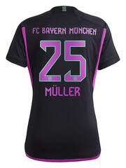 adidas Black FC Bayern Away Shirt 2023-24 - Mueller 25 Womens - Image 3 of 3