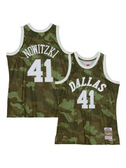 Fanatics NBA Dallas Mavericks Dirk Nowitzki 1998 Ghost Green Camo Swingman Jersey - Image 1 of 4