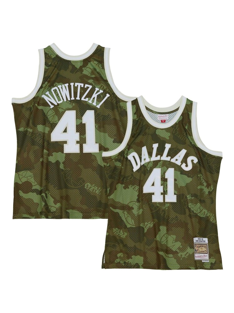 Fanatics NBA Dallas Mavericks Dirk Nowitzki 1998 Ghost Green Camo Swingman Jersey - Image 1 of 4