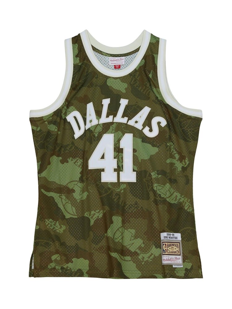 Fanatics NBA Dallas Mavericks Dirk Nowitzki 1998 Ghost Green Camo Swingman Jersey - Image 2 of 4